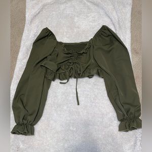 Olive green cropped blouse
